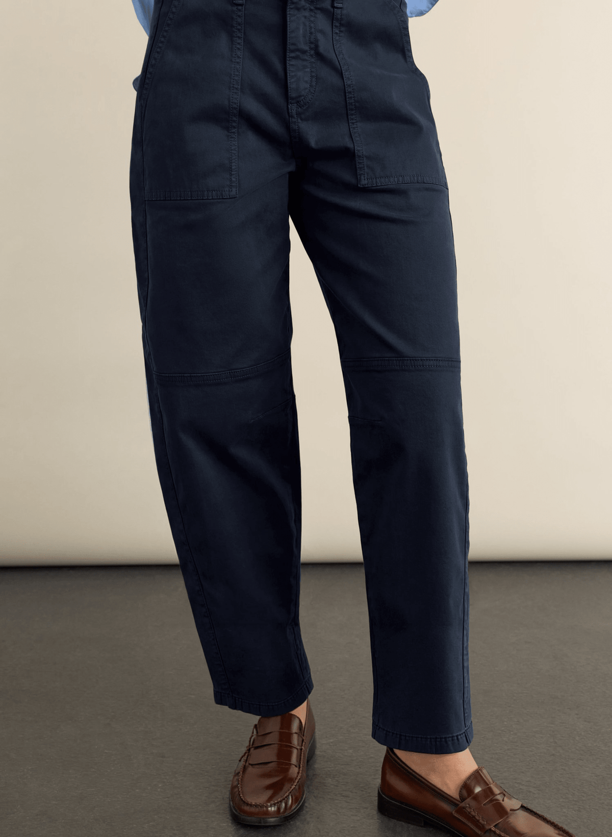 Amelia Organic Cotton Barrel Leg Cargo Trousers