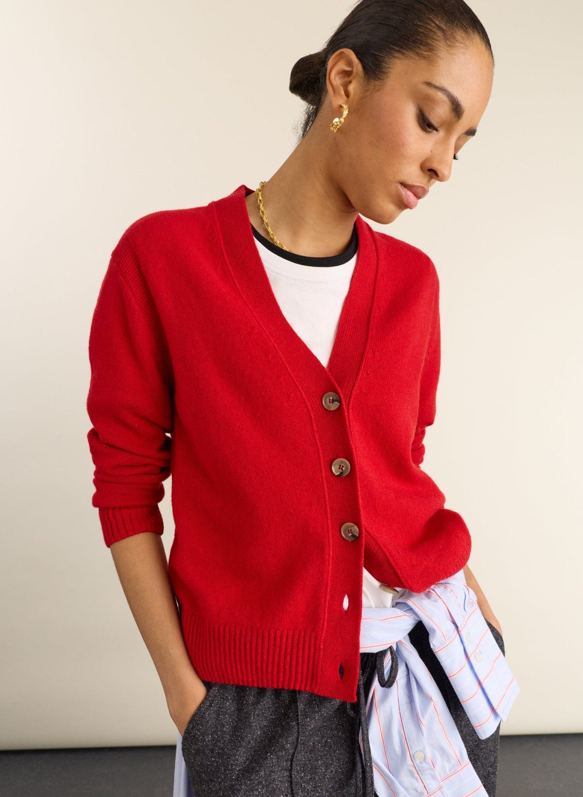 Ruth V-Neck Italian Wool Cardigan