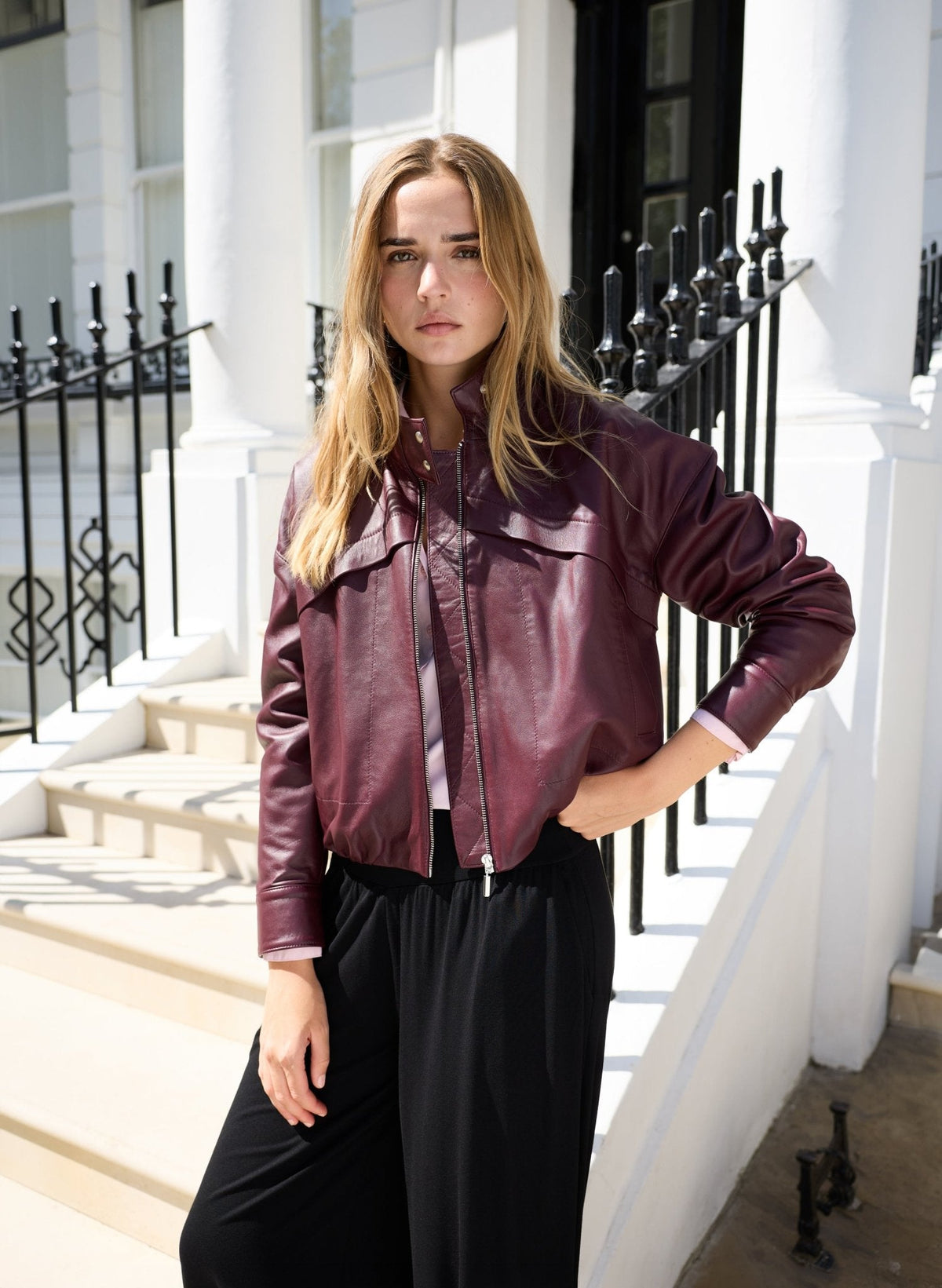 Alara Soft Leather Bomber Jacket