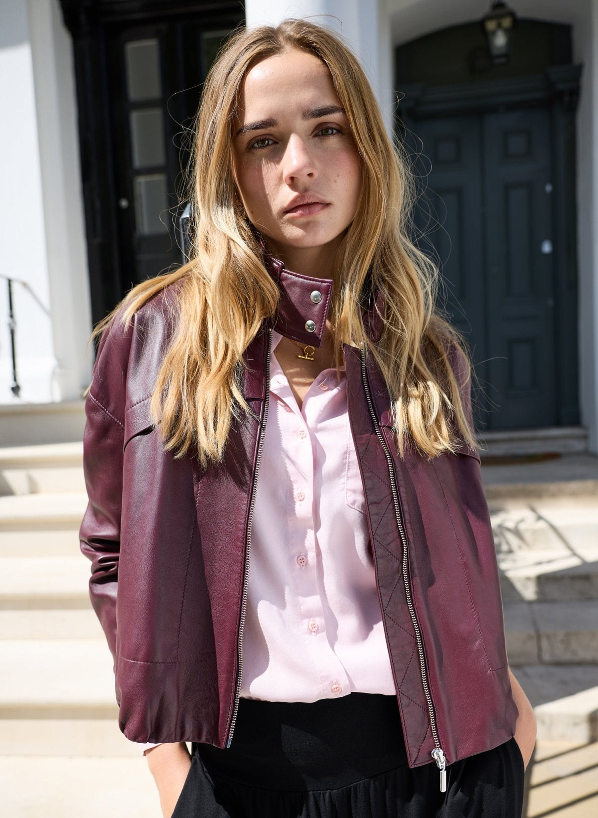 Alara Soft Leather Bomber Jacket