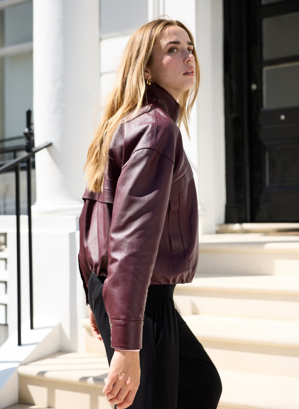 Alara Soft Leather Bomber Jacket