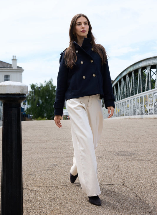 Ally Wool Blend Short Trench Coat
