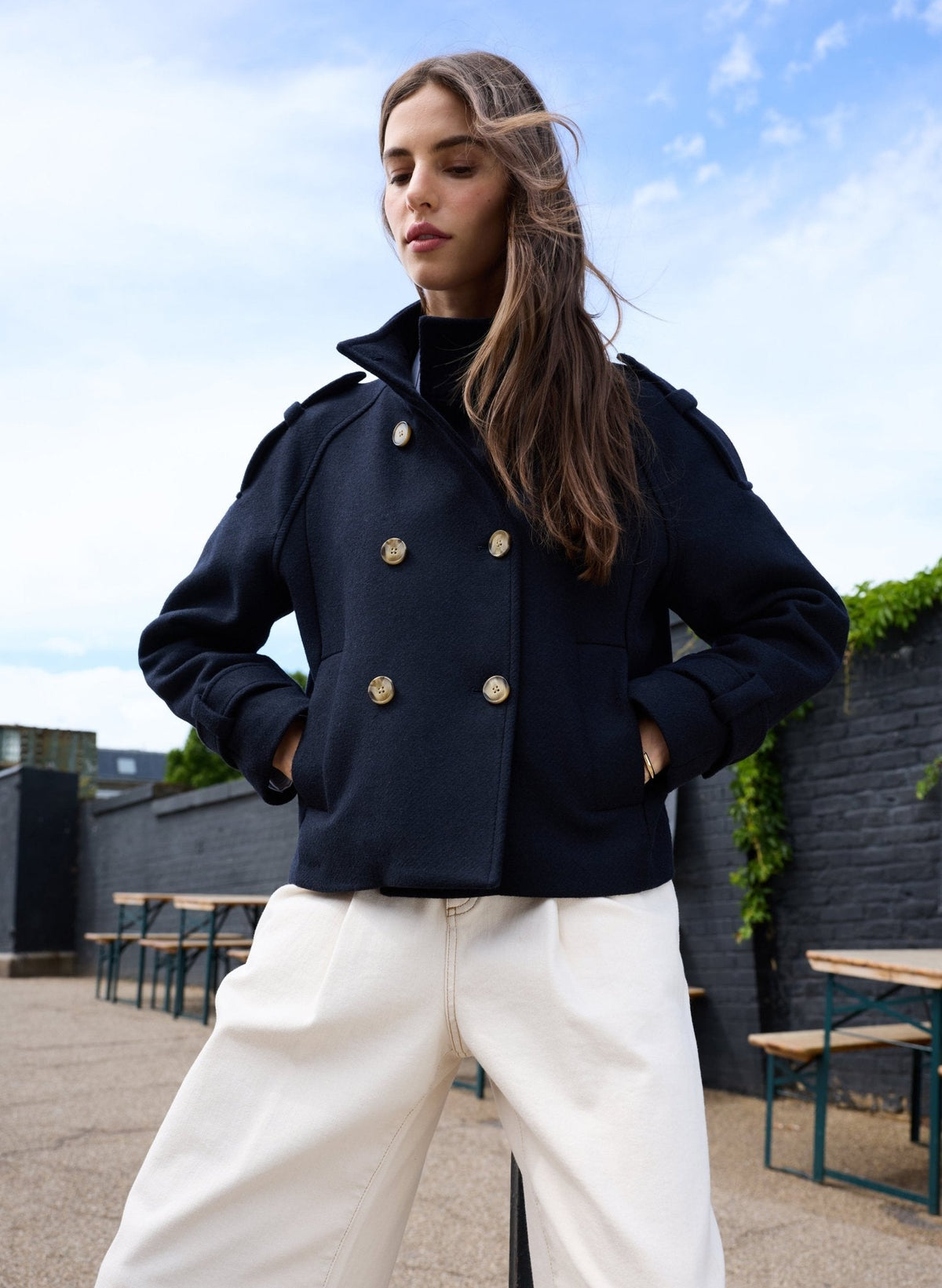 Ally Wool Blend Short Trench Coat